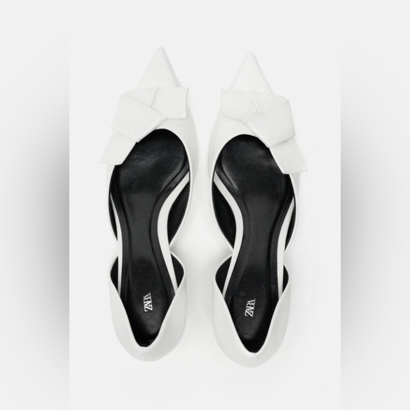 Zara HEELED PUMP WITH BOW DETAIL. White. Size 6. New with Tags. - Picture 8 of 8